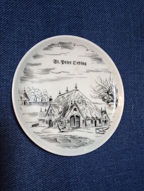 White Decorative Ceramic Plate with Black Illustration - 'St. Peter Lording'